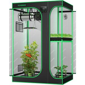 VIVOSUN D325 2-in-1 3x2 Grow Tent, 36"x24"x53" High Reflective Mylar with Multi-Chamber and Floor Tray for Hydroponic Indoor Plant