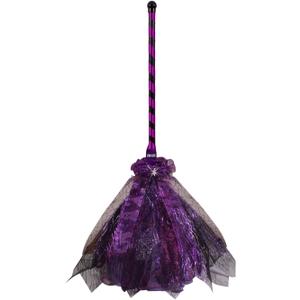Halloween Witch Broom Wicked Animated Crawling Broomstick Dancing Flying Props Dress Up Mesh Prop Decor Party Purple with Detachable Handle, Props, Masquerade Decoration, Accessories