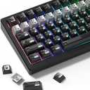 PBT Keycaps with Metal Paint, Janese Style 112-Key Black/Silver Custom Keycap Set dye Sublimation,Cherry Profile Key caps for 61/64/66/68/75/84/87 MX Switches Mechanical Keyboards