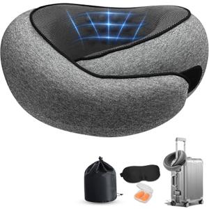 Travel Pillows for Airplanes,360 Support Stowable Travel Pillow, Neck Pillow Airplane with Memory Foam Portable Travel Neck Pillow for Traveling, Suitable for Airplanes, Offices, and Cars