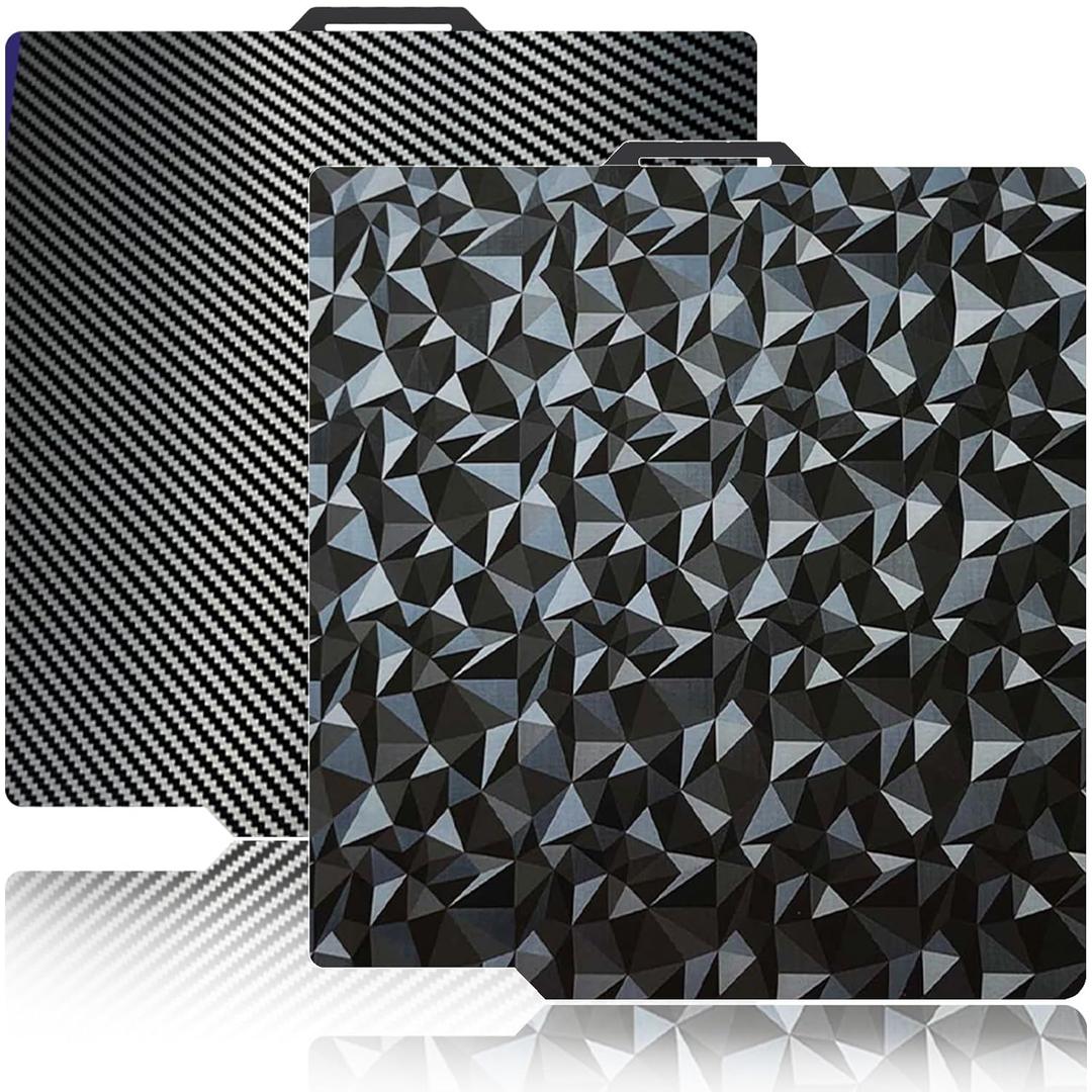 JUUPINE 3D Printer Build Plate Smooth PEO+Smooth PET 257x257mm Spring Steel Sheet for Bambu Lab P2S/X2D/X1/X1C/X1E/P1P/P1S/A1 Heat Bed for Bambu lab X2D Build Plate (Carbon Fiber + Diamond Pattern)
