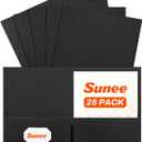 SUNEE Folders with Pockets(25 Pack, Black), 2 Pocket Folders Fit Letter Size Paper, Paper File Folder for School Office Home Bussiness