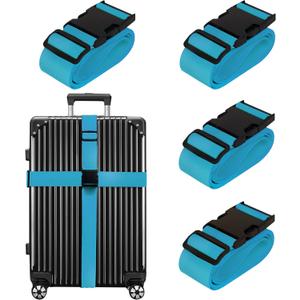 Luggage Straps for Suitcases TSA Approved Travel Belt 4 Pack by Chelmon (Sky Blue)