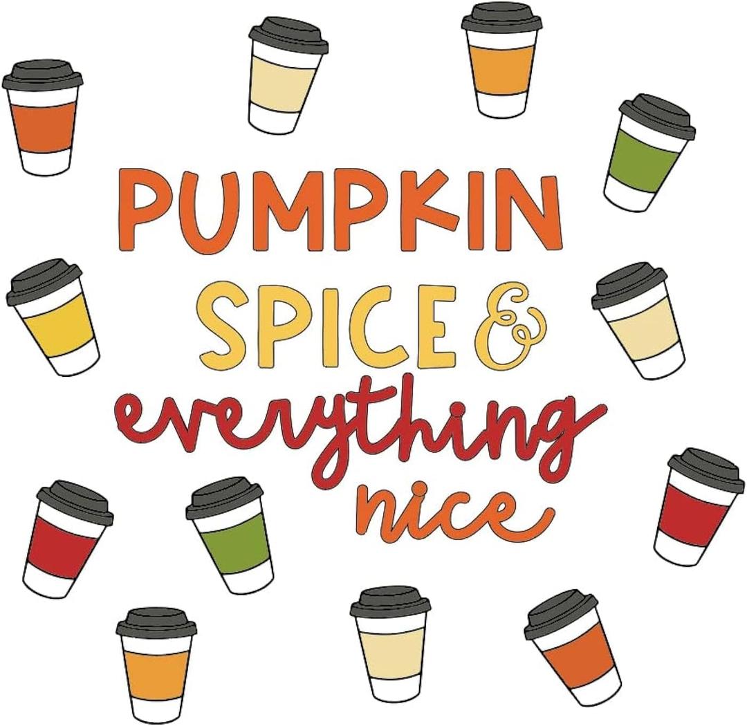 2 x AnyDesign 50Pcs Fall Letter Coffee Cup Cutouts with 100Pcs Glue Points Pumpkin Spice & Everything Nice Cardboard Cut-Outs Muticolor Coffee Cup Paper Cutting for Office Home Autumn Theme Party Decor
