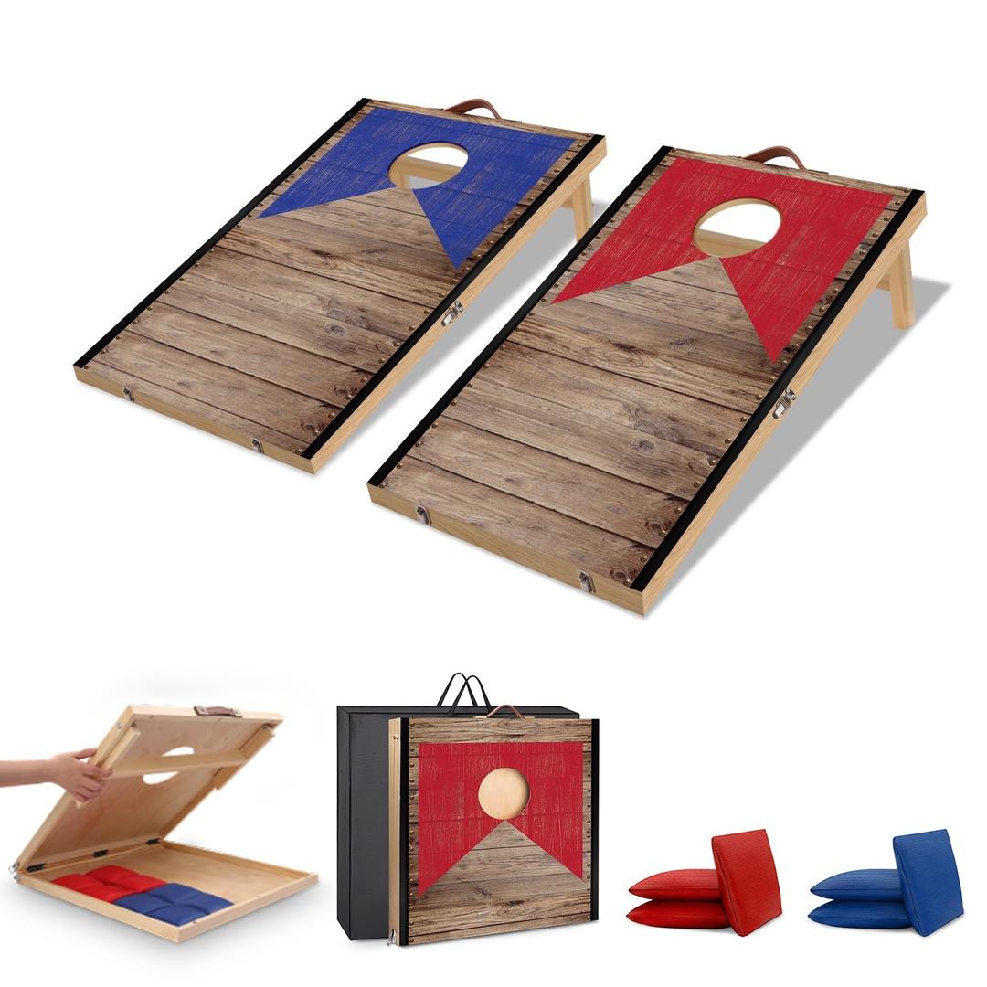 Wooden Cornhole Board Set with Bean Bags, Choose 2x1.3 ft Corn Hole Boards, Portable Outdoor & Indoor Toss Game Sets for Kids Adults and Family Party Camping Equipment