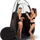Large Deluxe Spray Tan Tent – Pop Up Tent Portable Tanning Booth with Carry Case – Clear Window for Perfect Spray Tanning – Extraction Fan Opening – Easy Clean Spray Tan for Home & Salon, 82.6x47.2x47.2 Inch