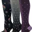 Dr Motion Women's Compression Knee High Socks, 15-20 mmHg, 3 Pairs (PT#E, 9-11)