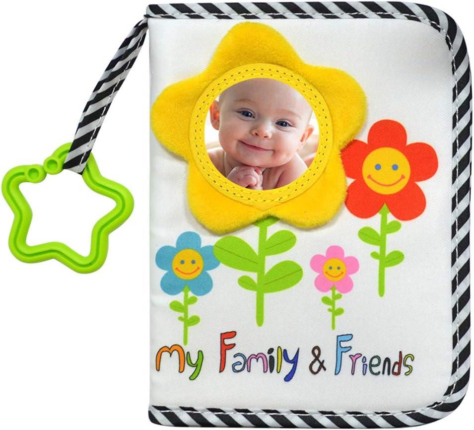 ABCKEY My Family And Friends Baby Photo Album With Sunflower Baby-safe mirror Holds 18 Photos Colourful