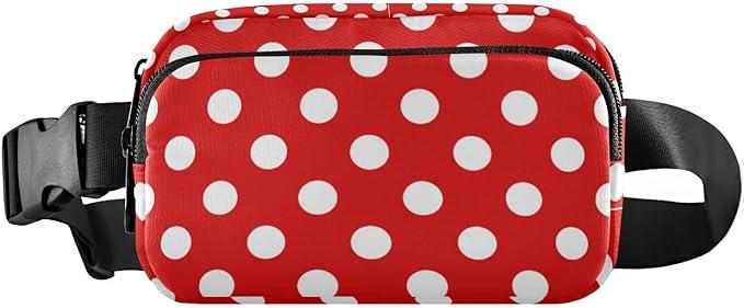 Polka Dot Red Fanny Packs for Women Men Belt Bag with Adjustable Strap Fashion Waist Packs Crossbody Bag Waist Pouch for Travel Workout Outdoor Cycling Hiking