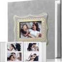 Velvet Photos Album 4x6 Films 300 Pockets Wedding Anniversary Family Photo Album for Family Wedding Anniversary Baby Vacation(Grey)
