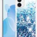 Liquid Glitter Case for Samsung Galaxy A07 4G, Flowing Sparkle Quicksand Design Bling Glitter Clear Case for Women, Soft TPU Shockproof Girly Case, Blue