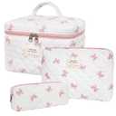 honitty Makeup Bag,Quilted Cosmetic Bag,Large Floral Make Up Bag for Women,Cotton Makeup Bag Set,Flower Travel Toiletry Bag