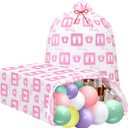 Yingzhao 2 Pcs 80 x 60 in Jumbo Bike Gift Bags Extra Large Baby Footprint Plastic Present Bicycle Bags Birthday Gift Sack for Girl Boy Birthday Party Baby Shower(Pink)