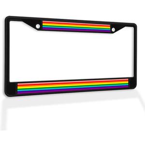 Fastasticdeals Metal Insert License Plate Frame Rainbow Weatherproof Car Accessories Black 2 Holes Solid Insert