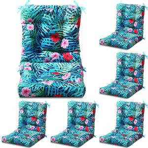 Hoteam 6 Set Outdoor Patio Chair Cushions 20 x 42 in Deep Seat Waterproof Patio Cushions Set for Furniture Replacement Removable Seat and Back (Palm)