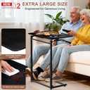 Tv Tray Table,Extra Large Dinner Food Tray Table,Couch & Bed Eating Desk,Heavy Duty Folding Laptop Side Table with 8Height & 90 Tilt Adjustable,C-Shaped End Table with Phone/Tablet Slot Black