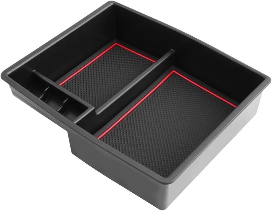 Centre Console Storage Box Car Armrest Glove Box Central Storage Box for Toyota for Tacoma 2024 Armrest Storage Box Auto Interior Accessorie(Red)