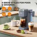 Tastyle Single Serve Coffee Maker with Built-in Detachable Milk Frother, Iced and Hot Coffee Machine for K Cup & Grounds, 40oz Removable Water Reservoir, 6 Cup Sizes, Fits 7.3" Travel Mug, Gray