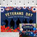 INRUI Veterans Day Photography Background Thank You to Our Heroes Banner Decorations Veterans Day Honoring All Who Served America Patriotic Party Photo Backdrop (8x6FT)