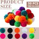 Gemscream 50 Pcs 3 Inch Multicolor Yarn Pom Poms for Crafts Large Fuzzy Pompoms Big Pom Balls for DIY Hats Holiday Party Hanging Ornaments Home Decor