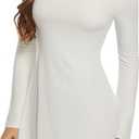Women's Long Sleeve Dress Flare Mini Dresses Blackless Party Club Dress (S)