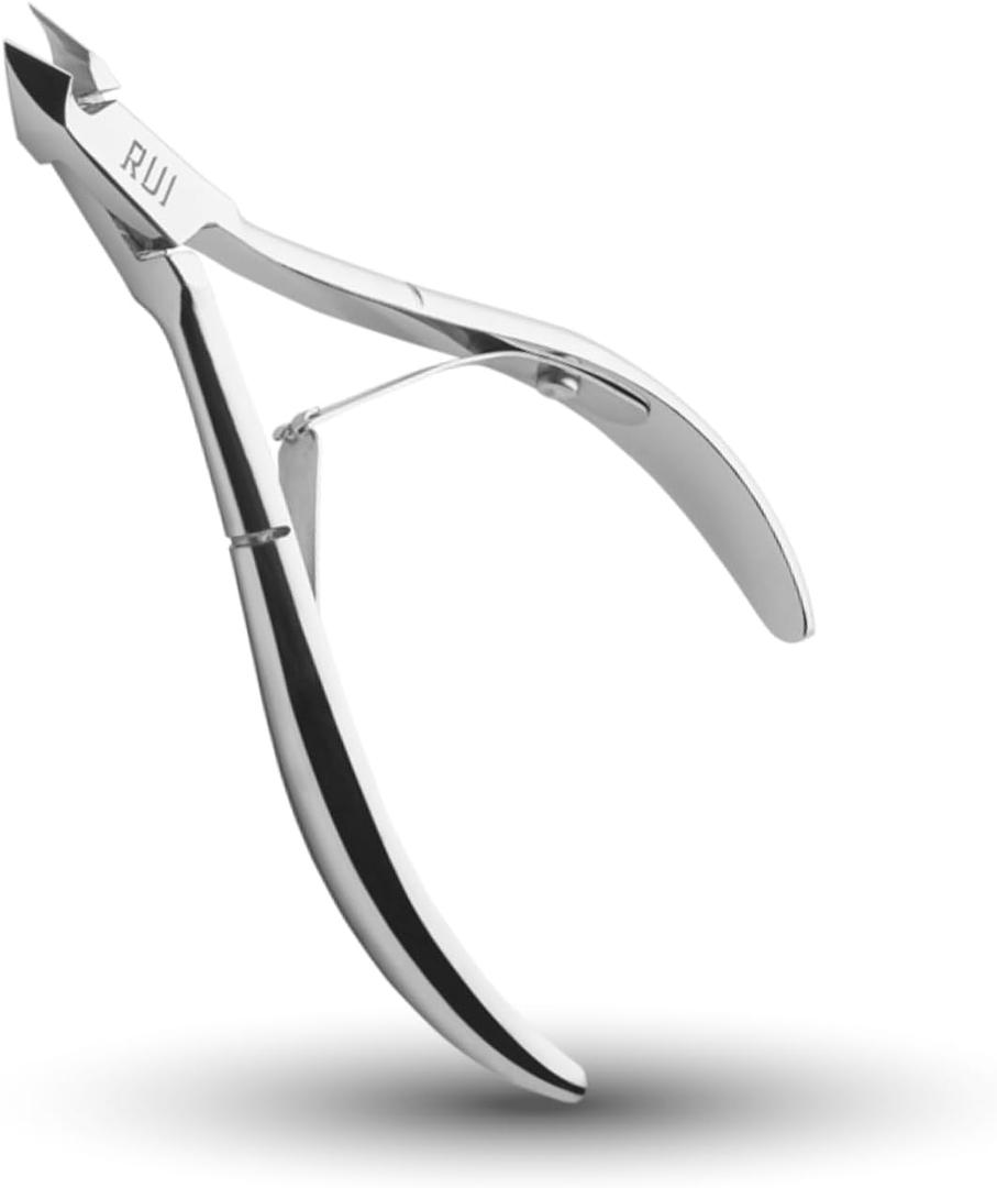 Rui Smiths Carbon Steel Cuticle Nippers - Professional Carbon Steel French Handle - 6mm Jaw, Double Spring