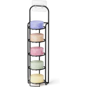 SpaceAid 5 Tier Shampoo Bar Holder for Shower, Self Draining Soap Bar Holders Caddy for Bathroom Wall and Kitchen Sink, Shampoo Bar Dish Rack, Stainless Steel Bar Soap Holder (Black)