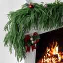 Christmas Norfolk Pine Garlands Soft Bendable Winter Pine Garland Real Touch Artificial Christmas Greenery Garland for Fireplace/Mantle/Table/Window/Stairs/Indoor or Outdoor Xmas Decor (6FT-1PC)