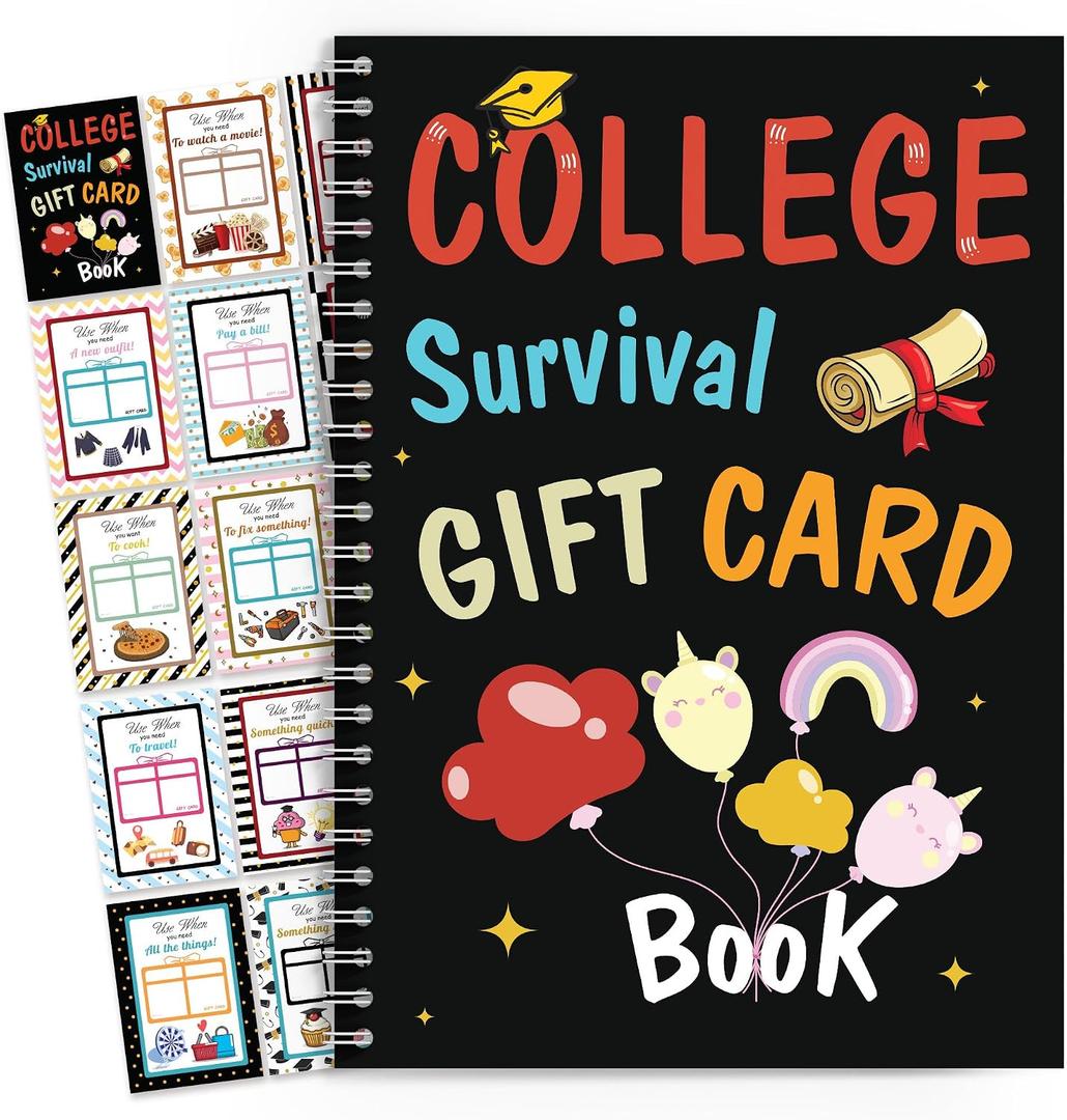 4 x College Survival Gift Card Book 2026, College Graduation Gifts, Use When Cards for Men Women Him Her, DIY Personalized Keepsake Money Holder Unique Grad Scrapbook Creative Senior Celebration Idea