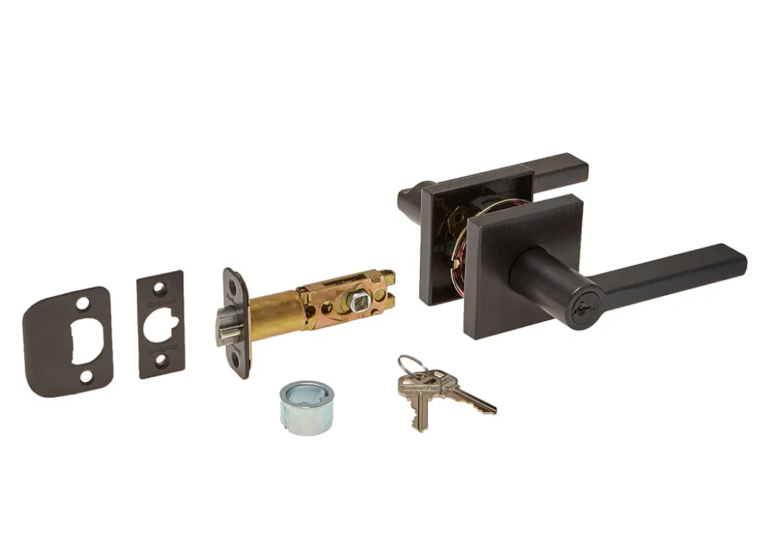 Kwikset 156HFLSQTSMT11P 2 Pack Halifax Square Keyed Entry Lever, Venetian Bronze