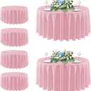 sancua Round Tablecloth 108 Inch Diameter, 6 Pack - Circle Polyester Fabric Table Cloth for Wedding Party Reception Banquet Birthday, Washable Christmas Table Cover (Fit 42-96 Inch Tables), Pink