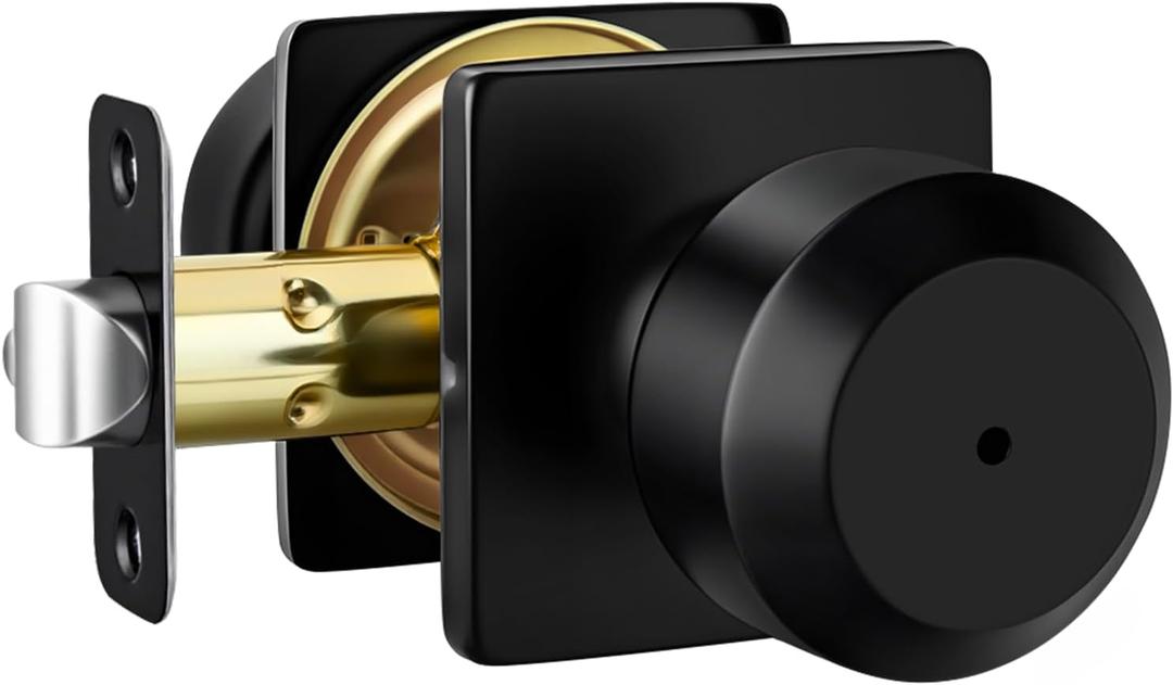 Goldenwarm Matte Black Door Knobs Interior, Bedroom Door Knob Bathroom, Interior Door Knobs Privacy Modern Door Knob 1 Pack