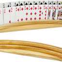 Card Holders for Playing Cards Set of 2 Soild Wood Cards Holders for Kids Seniors Adults, Playing Card Trays/Racks for Bridge Canasta Strategy Foot and Hand