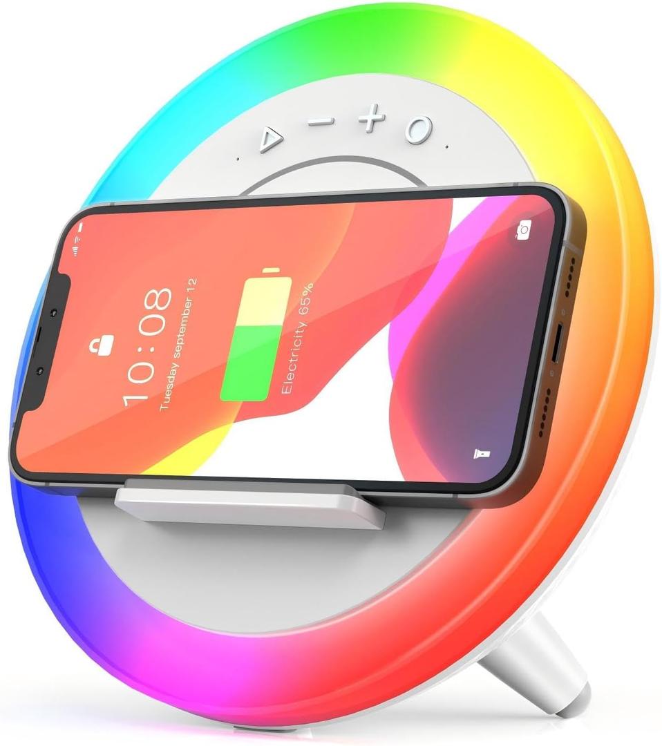 Swarmir Bluetooth Speaker Night Lights, Wireless Charging Kids Speaker, Color Changing Modern Bluetooth Lamp,Teenage Boys Girls Gifts Ideas