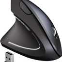 Left Handed Mouse,Left Handed Ergonomic Mouse, 2.4G USB Wireless Left Handed Vertical Mouse, Adjustable DPI(800/1200/1600),6 Buttons for PC,Mac,Laptop,Windows,Desktop – Black