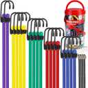WORKPRO Bungee Cords Heavy Duty Outdoor - 22 PCS Bungee Cords with Hooks in a Storage Jar Includes 10", 18", 24", 30", 36", 48" Bungie Cord Bundle Assortment with Metal Hook (Multicolor)