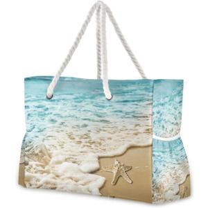 senya Large Beach Bags Totes Swim Canvas Tote Shoulder Bag Water Resistant Bags for Gym Travel Daily