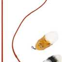 Outward Hound Tail Teaser Interactive Dog Wand Toy with Squeaky Plush Teaser and Crinkle Sounds for Active Play, Multicolored