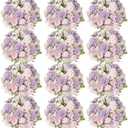 Tigeen Artificial Flowers Artificial Peonies Silk Flowers Faux Peony Fake Peony Silk Hydrangea Bouquet for Wedding Table Centerpiece Floral Vase Decor(Light Purple,12 Bundles)