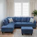 Trygoal L Shaped Couches for Living Room, Sectional Couch Living Room Furniture with Storage Ottoman, Modular Sectional Sofa with Movable Chaise for Apartment Office, Blue