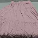 Women’s Boho Elastic High Waist Pleated A-Line Flowy Swing Asymmetric Tiered Maxi Long Skirt Dress with Pockets Size L