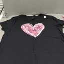 Pink Camo Print Heart Valentines Day T-Shirt, XL
