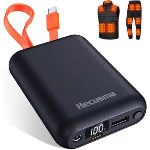 7.4V 5V 20,000mAh Heated Vest Battery Pack, Battery Pack for Heated Vest Compatible with ORORO, for TODWARM, for XINSONYUELL, for Weamest, Power Bank with Built-in USB-C Cable (No for Venustas)