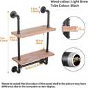 ROGMARS Industrial Pipe Shelf Floating Shelves Bathroom Pipe Shelving Farmhouse Bathroom Shelves with Towel Bar Towel Rack Over Toilet Industrial Shelf Rustic Wall Wood Shelves 19.7 Inch, 20 Inch 2 Tier