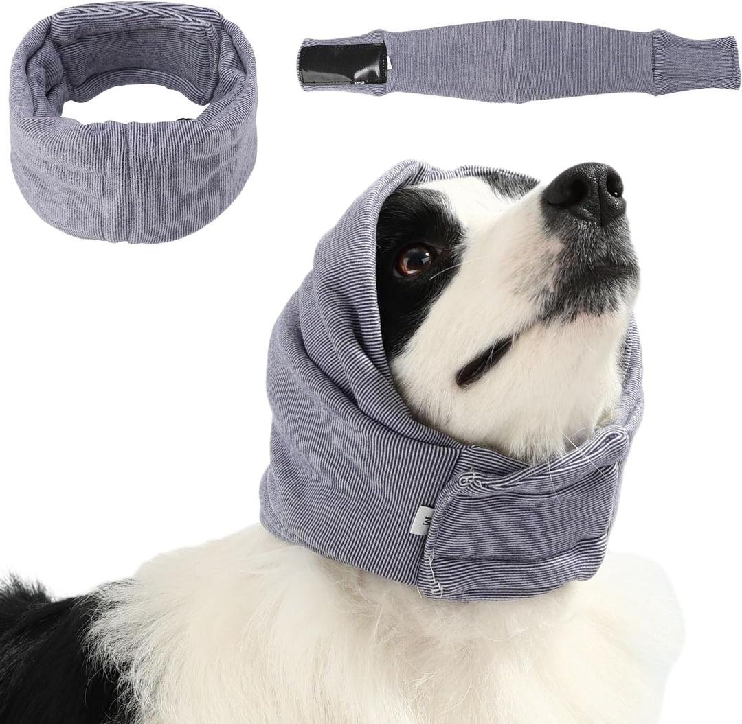 Quiet Ears for Dogs, Dog Calming Hoodie, Adjustable Dog Ear Muffs for Noise Protection, Ear Wrap Head Cover (L-Head Circle(17.7"~23.6"), Purple)