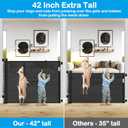 Reinforced 42 Inch Extra Tall Retractable Dog Gate with Reinforced Strips 55 Inch Wide Retractable Baby Gates for Doorways Anti-Scratch Extra Tall Dog Gate Outdoor Pet Gates for Dogs Indoor, Black