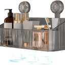 MuSgeIR Shower Organizer, Basket with Strong Suction & Removable Shelf - Huise Shower Caddy