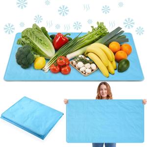 48 x 28'' Large Freezable Ice Mat for Food Trays, Reusable Food Cooling Gel Mat for Buffet, Charcuterie Boards, Veggie & Cheese Platters, Kitchen Picnic Parties Supplies(Blue)