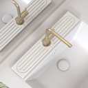 Stone Faucet Mat for Kitchen Sink, Water Absorbing Sink Water Splash Guard, Fast-Drying Kitchen Sink Faucet Mat, Durable Protector and Stone Drying Mat for Kitchen Counter & Bathroom Sink (20" x 4", White Gray Style 2)