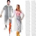 Hicarer 20 Pcs Rain Poncho for Adults Reusable Raincoats Emergency with Drawstring and Hood EVA Rain Jacket for Men Women